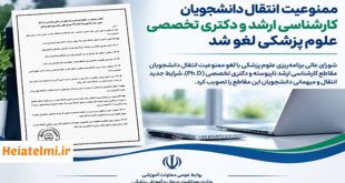 لغو ممنوعیت انتقال دانشجویان دکتری تخصصی وزارت بهداشت